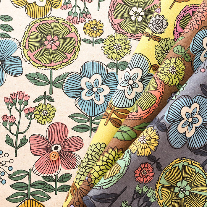 C/L Canvas Print Fabric - FUWARI Nordic-Style Print - nomura tailor