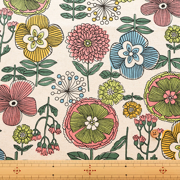 C/L Canvas Print Fabric - FUWARI Nordic-Style Print - nomura tailor