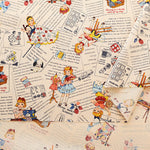 Cotton Muslin Printed Fabric - Cheery Days - English Text Collage - nomura tailor