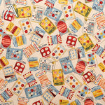 Cotton Muslin Printed Fabric - Cheery Days - Buttons and Thread Reels - nomura tailor