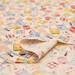 Cotton Muslin Printed Fabric - Cheery Days - Buttons and Thread Reels - nomura tailor