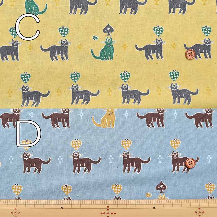 C/L muslin Print Fabric - Sanae Sugimoto "Cats". - nomura tailor