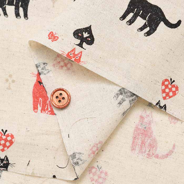 C/L muslin Print Fabric - Sanae Sugimoto "Cats". - nomura tailor