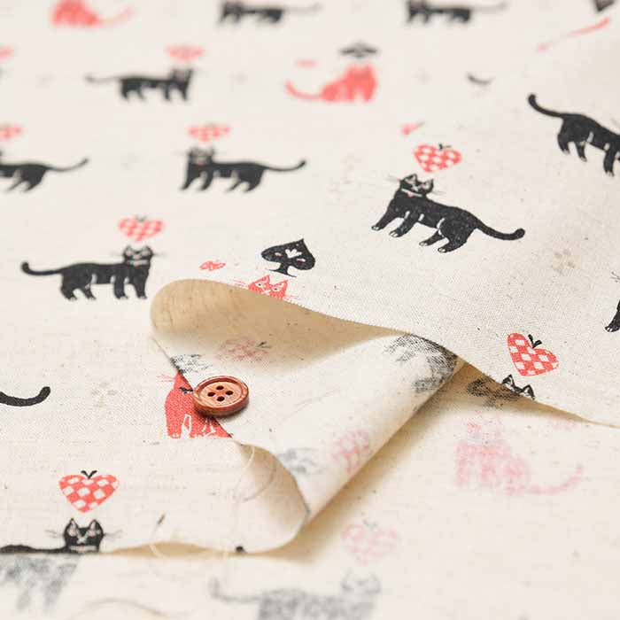 C/L muslin Print Fabric - Sanae Sugimoto "Cats". - nomura tailor