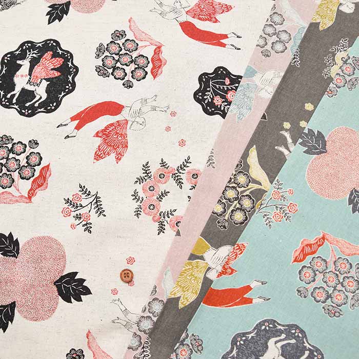 C/L muslin Print Fabric - Sanae Sugimoto "Garden - nomura tailor