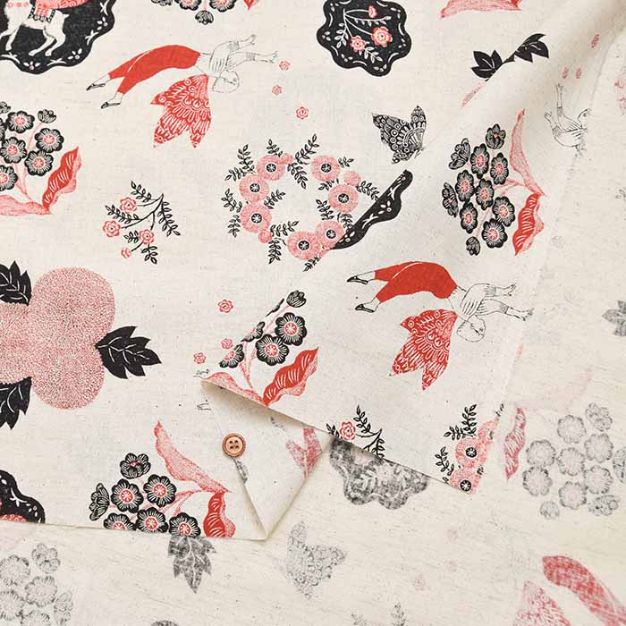 C/L muslin Print Fabric - Sanae Sugimoto "Garden - nomura tailor