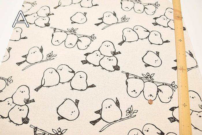 Canvas Fabric - simply animals - Shimaenaga Bird - nomura tailor