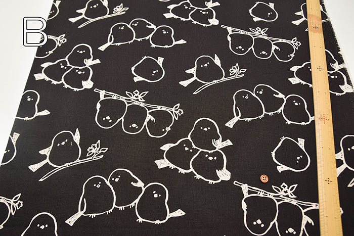 Canvas Fabric - simply animals - Shimaenaga Bird - nomura tailor