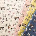 Cotton Muslin printed Fabric Funny Cats Oshikatucat - nomura tailor