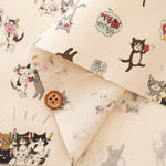 Cotton Muslin printed Fabric Funny Cats Oshikatucat - nomura tailor