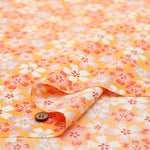 Polyester Crepe (Chirimen) Printed Fabric - Sunny Moss Phlox - nomura tailor