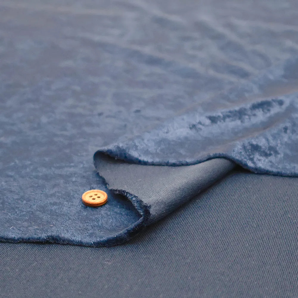 Made in Korea Polyester Crushed Velour Fabric - Plain ＜寒色＞ - nomura tailor