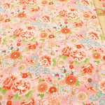 Cotton Sharting Printed Fabric - Hanakin Japanese Pattern - Peony, Chrysanthemum, Hollyhock and Drum - nomura tailor
