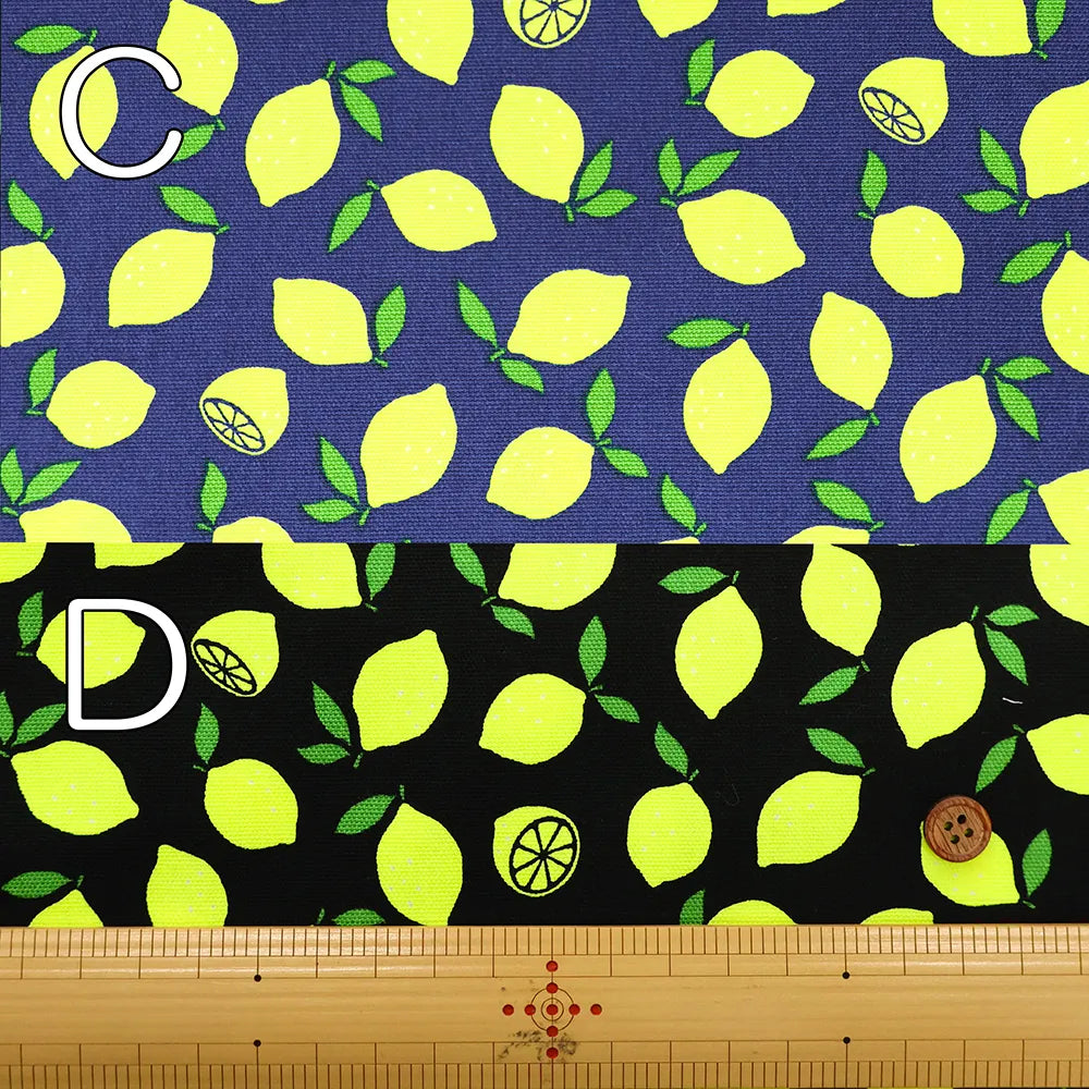 Cotton Oxford Fluorescent Printed Fabric - Lemon - nomura tailor