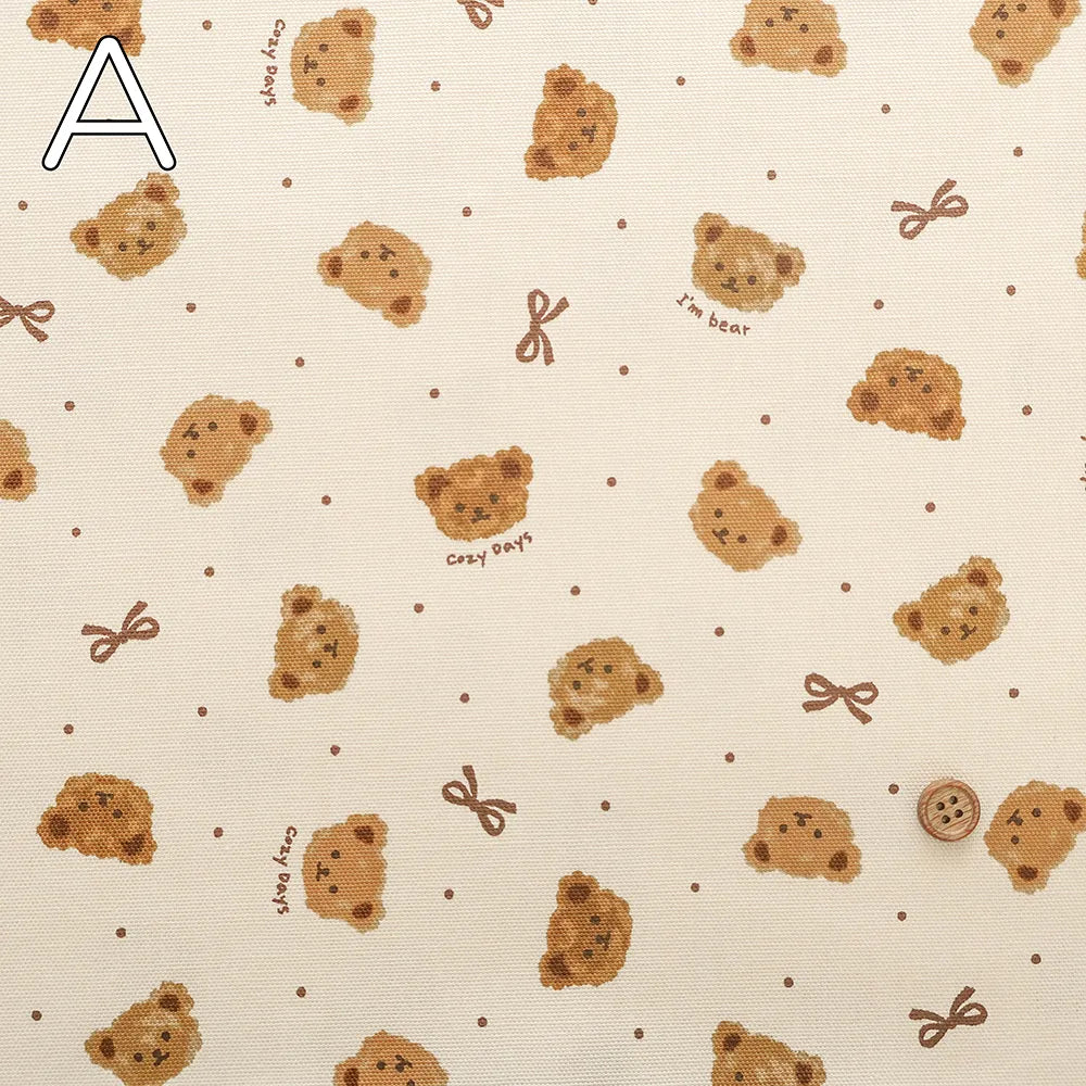 Cotton Oxford Printed Fabric - Bear - nomura tailor