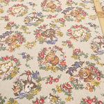 C/L Canvas Printed Fabric - Gobelin-Style - Flowers and Rabbits - nomura tailor