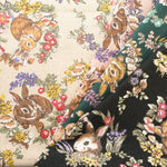C/L Canvas Printed Fabric - Gobelin-Style - Flowers and Rabbits - nomura tailor