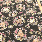 C/L Canvas Printed Fabric - Gobelin-Style - Flowers and Rabbits - nomura tailor