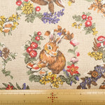 C/L Canvas Printed Fabric - Gobelin-Style - Flowers and Rabbits - nomura tailor