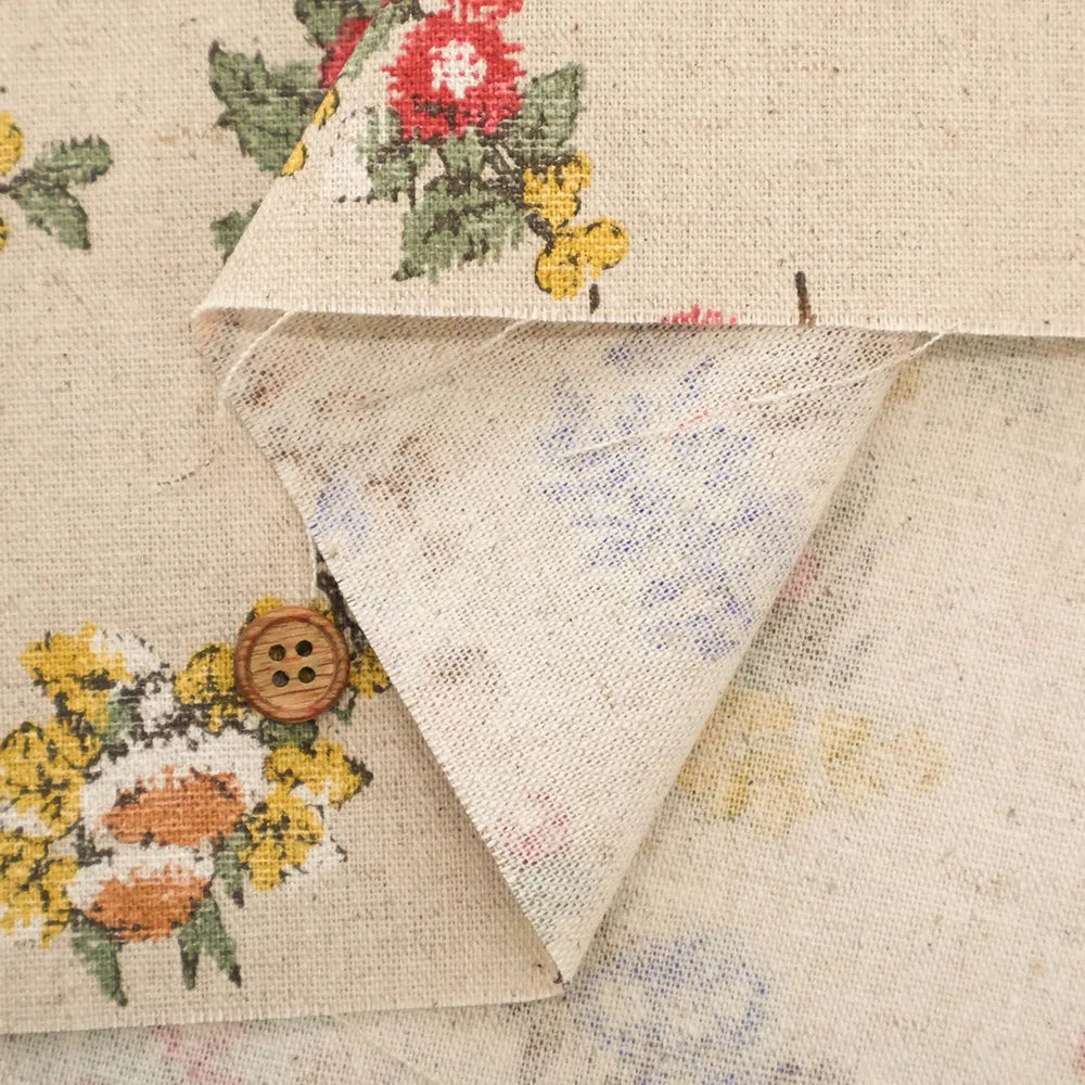 C/L Canvas Printed Fabric - Gobelin-Style - Flowers and Rabbits - nomura tailor