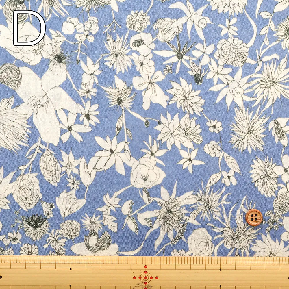 Cotton 60 Lawn Inkjet Printed Fabric Shu Shiro×HOKKOH Flower Rain - nomura tailor