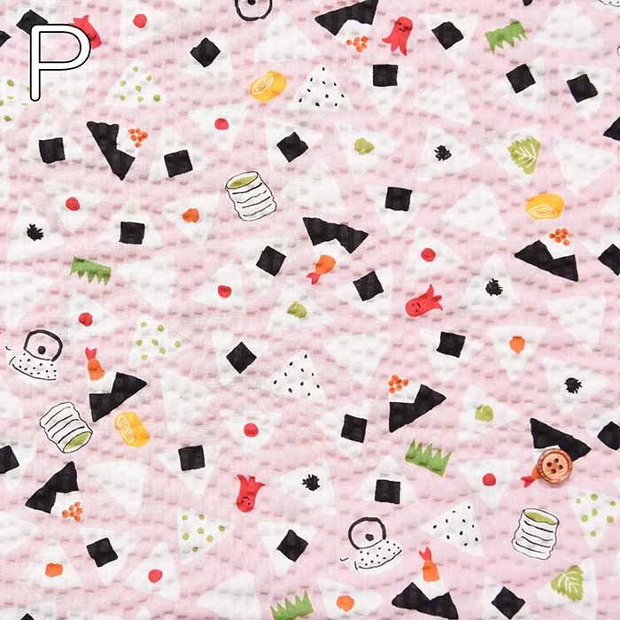 Cotton ripple print fabric Favourite Series Omusubi Kororin - nomura tailor