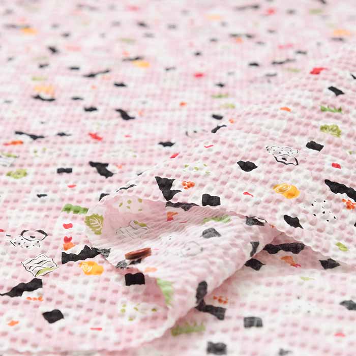 Cotton ripple print fabric Favourite Series Omusubi Kororin - nomura tailor