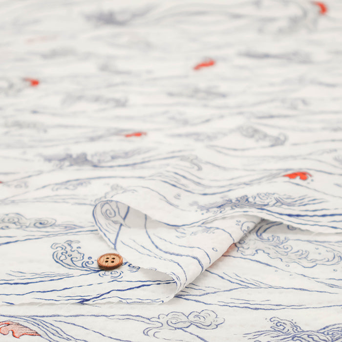 Cotton Ripple Printed Fabric - Favorite Series Waves - nomura tailor