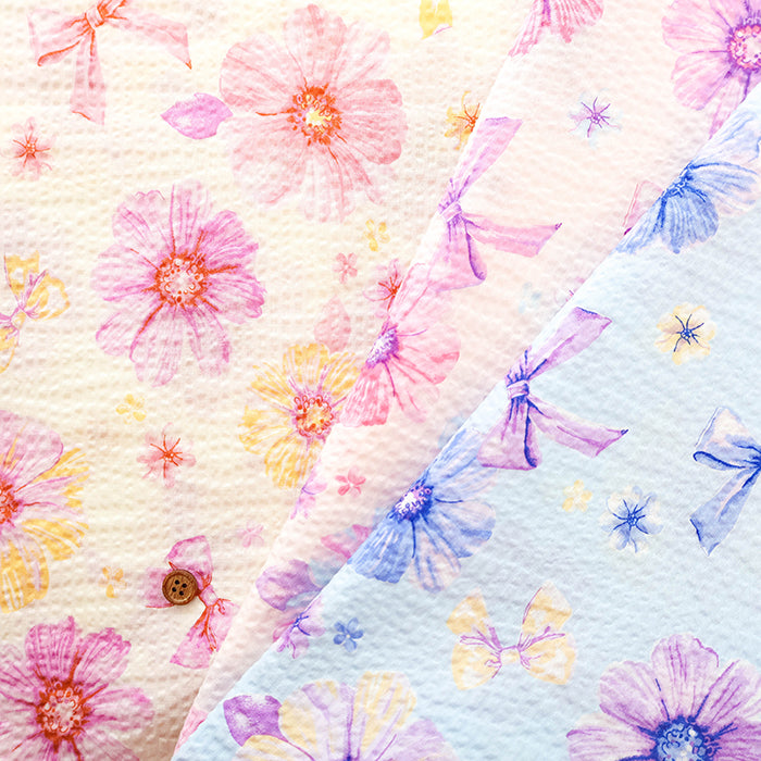 Cotton Ripple-printed Fabric - Favorite Series Flower Ribbon - nomura tailor