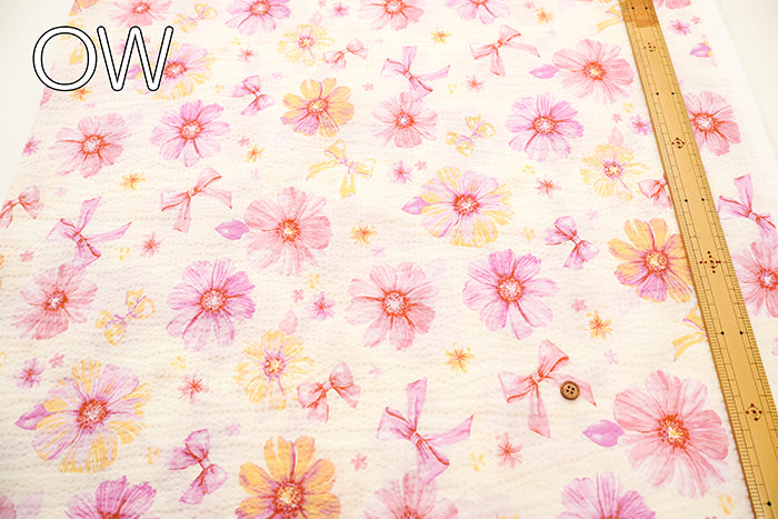 Cotton Ripple-printed Fabric - Favorite Series Flower Ribbon - nomura tailor