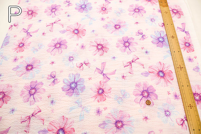 Cotton Ripple-printed Fabric - Favorite Series Flower Ribbon - nomura tailor