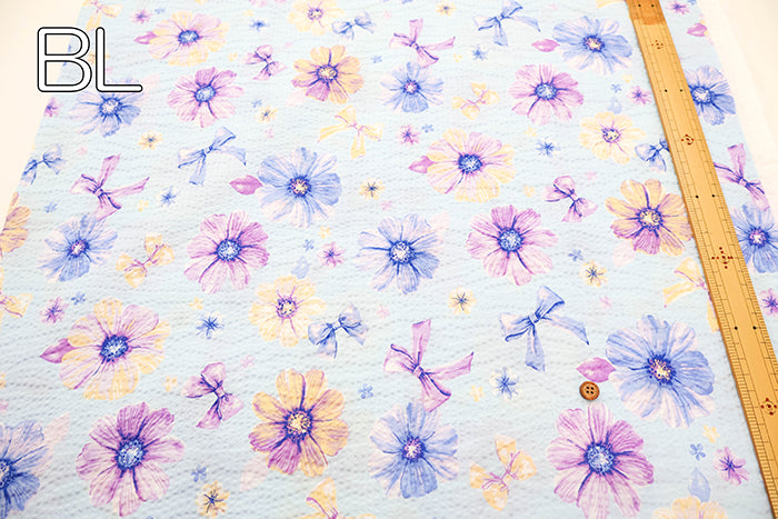 Cotton Ripple-printed Fabric - Favorite Series Flower Ribbon - nomura tailor