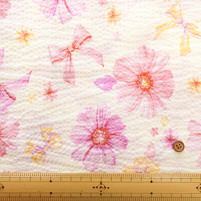 Cotton Ripple-printed Fabric - Favorite Series Flower Ribbon - nomura tailor