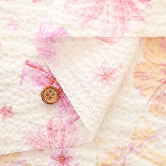 Cotton Ripple-printed Fabric - Favorite Series Flower Ribbon - nomura tailor