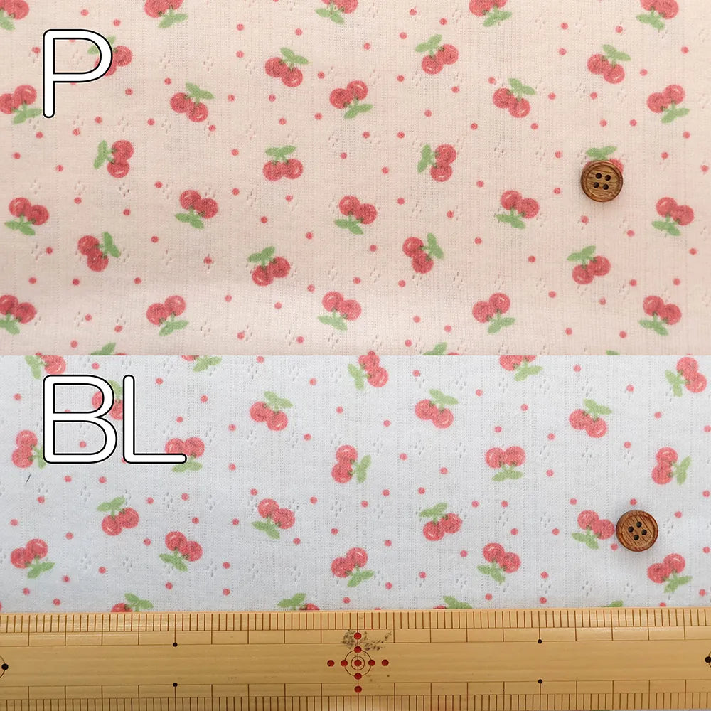 Made in China Needle-Out Knit Fabric - Cherry dots - nomura tailor