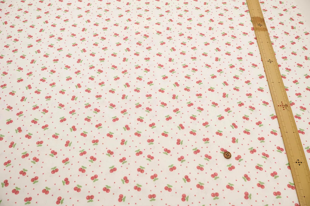 Made in China Needle-Out Knit Fabric - Cherry dots - nomura tailor