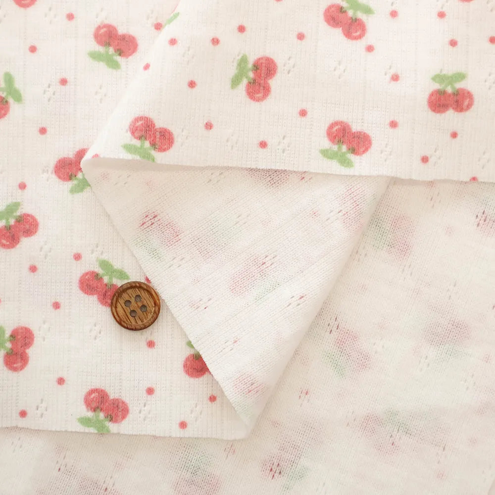 Made in China Needle-Out Knit Fabric - Cherry dots - nomura tailor