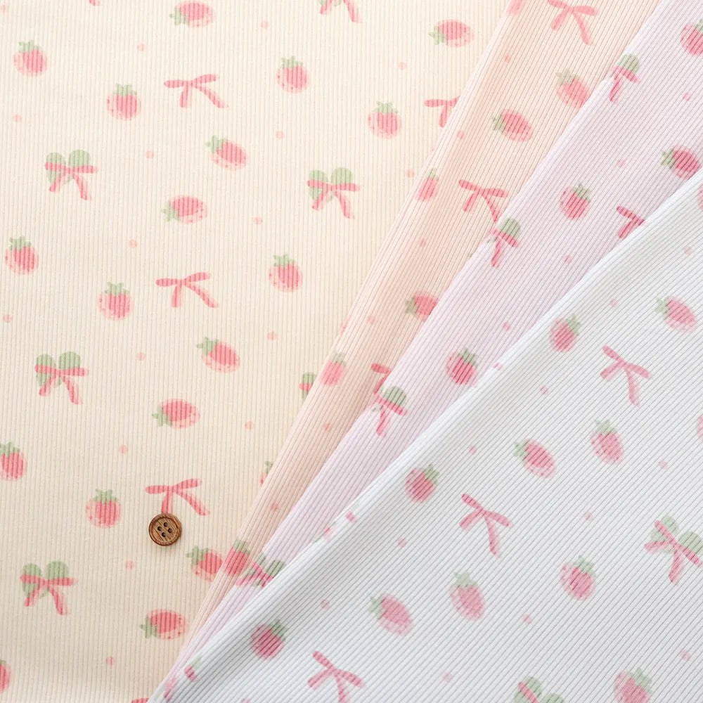 Made in China Rib Knit Fabric - Strawberry Ribbon - nomura tailor