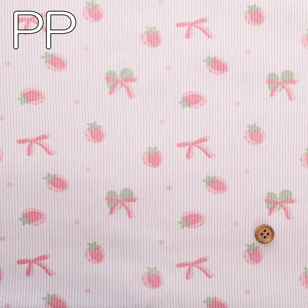 Made in China Rib Knit Fabric - Strawberry Ribbon - nomura tailor
