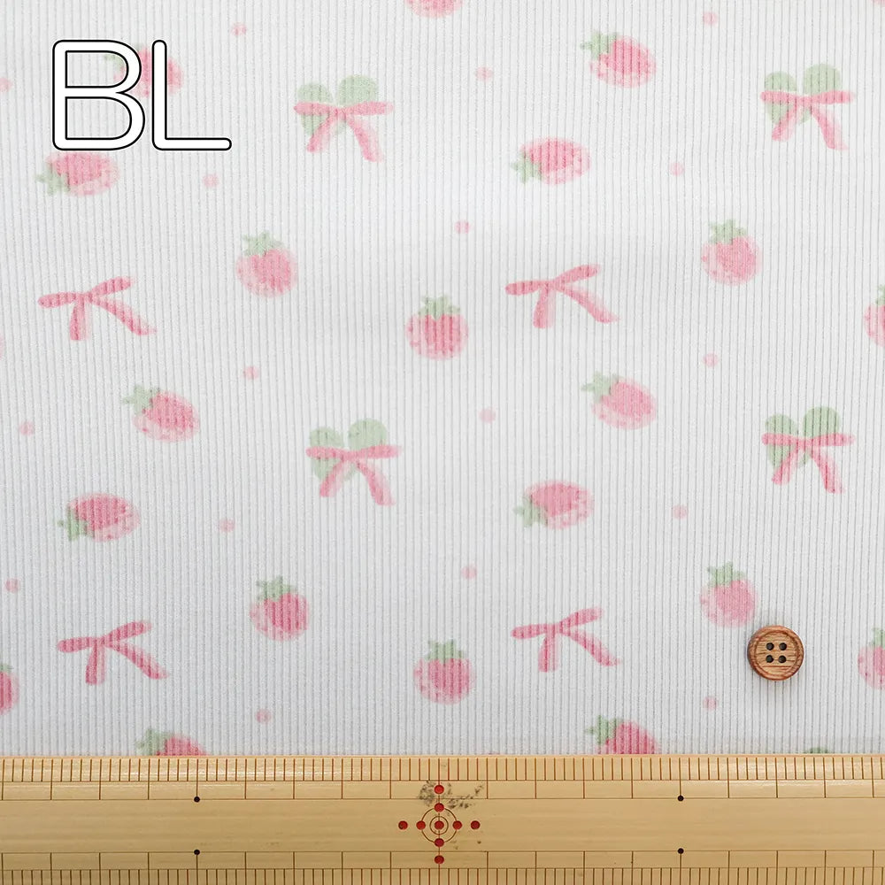 Made in China Rib Knit Fabric - Strawberry Ribbon - nomura tailor