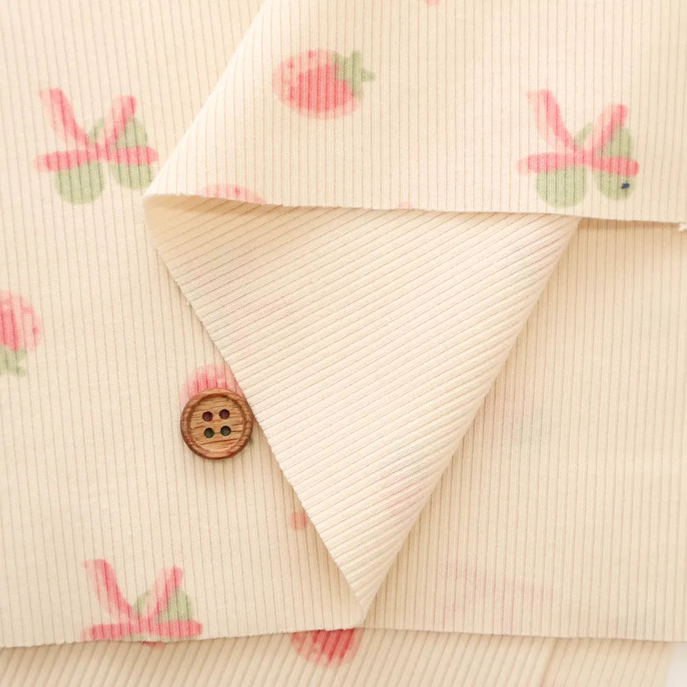 Made in China Rib Knit Fabric - Strawberry Ribbon - nomura tailor