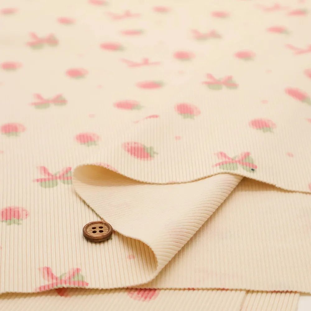 Made in China Rib Knit Fabric - Strawberry Ribbon - nomura tailor