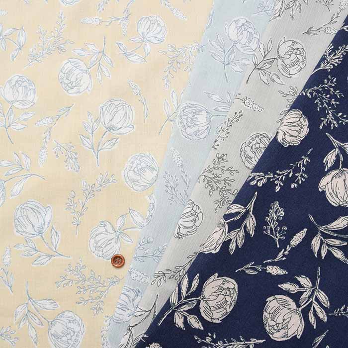 Cotton Si Clape Print Fabric Sheer Style Line Flower - nomura tailor