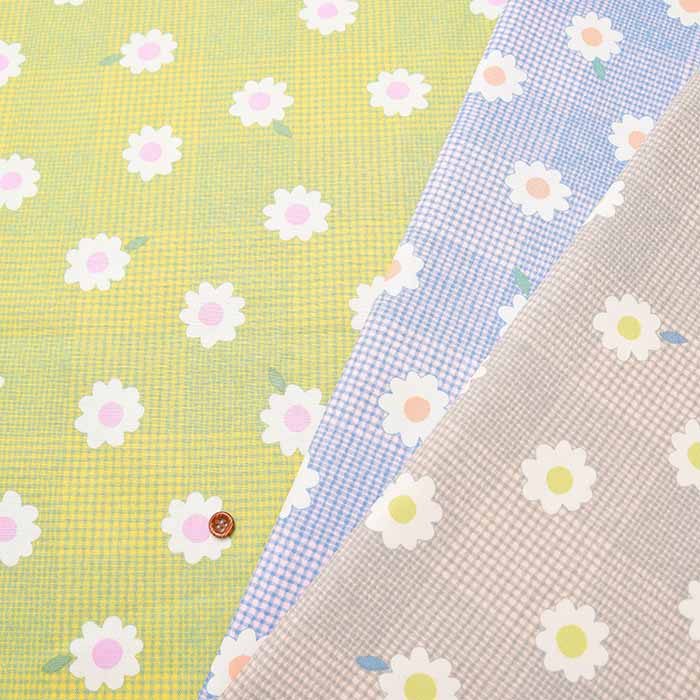 Cotton Ox Printed Fabric COLORHYTHM Check & Flower - nomura tailor