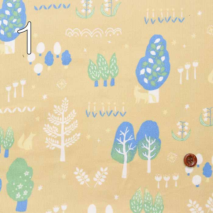 Cotton Corduroy Printed Fabric Forest and Animals - nomura tailor