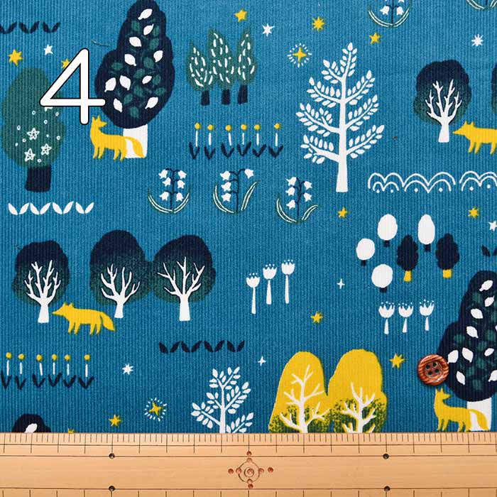 Cotton Corduroy Printed Fabric Forest and Animals - nomura tailor