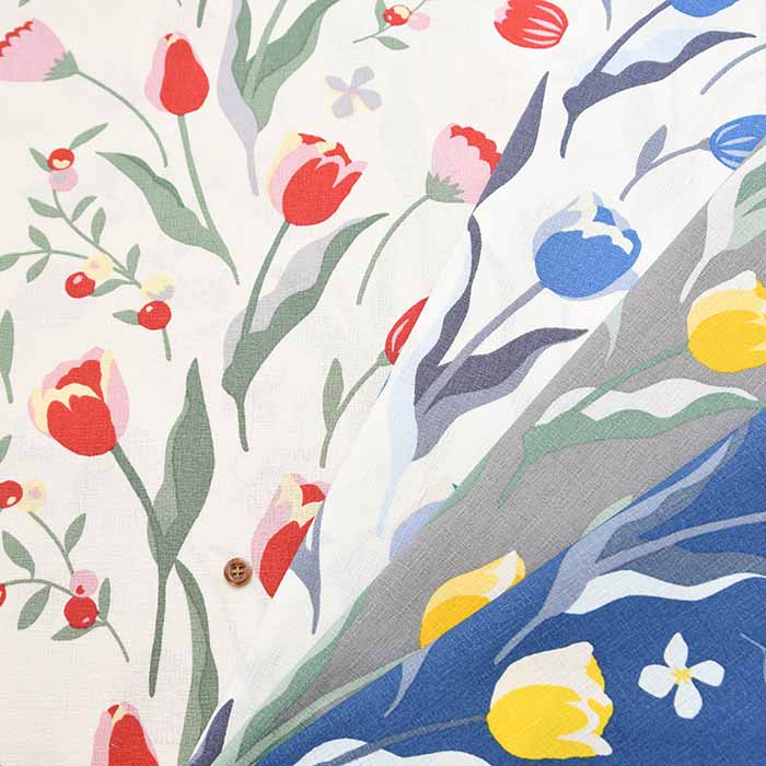 W width cotton buckingham print fabric Tulip - nomura tailor