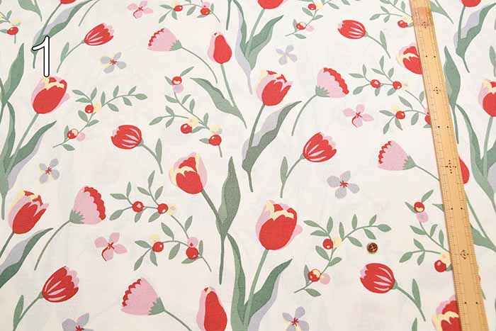 W width cotton buckingham print fabric Tulip - nomura tailor