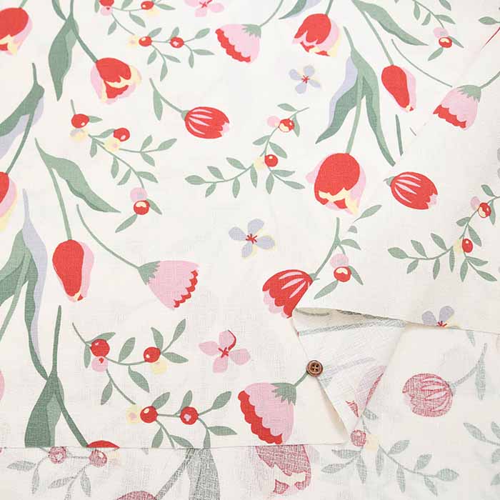 W width cotton buckingham print fabric Tulip | nomura tailor