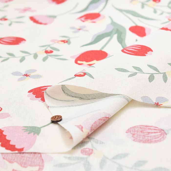 W width cotton buckingham print fabric Tulip - nomura tailor